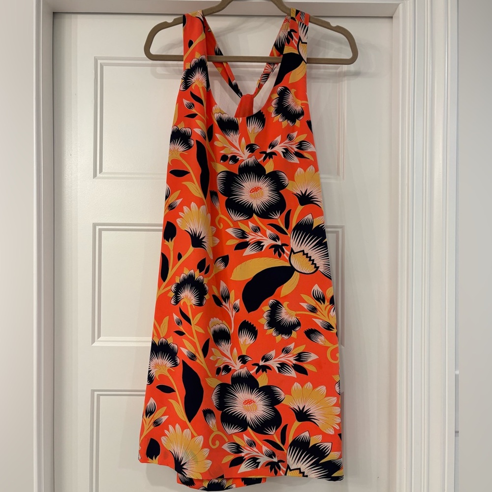 J. Crew 100% silk twist back hibiscus’s summer tank dress sz 8